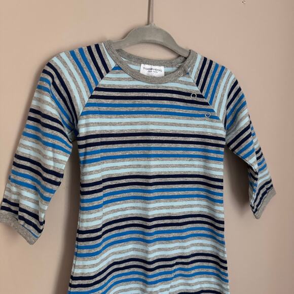 TOOBYDOO New York Long Sleeve Striped Blue Baby Boy Romper Outfit 6-12 Months - Picture 3 of 4